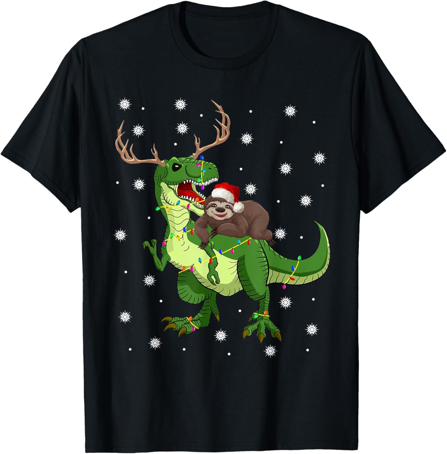 Christmas Santa Sloth Riding T-Rex Sloth Lover Gifts T-Shirt