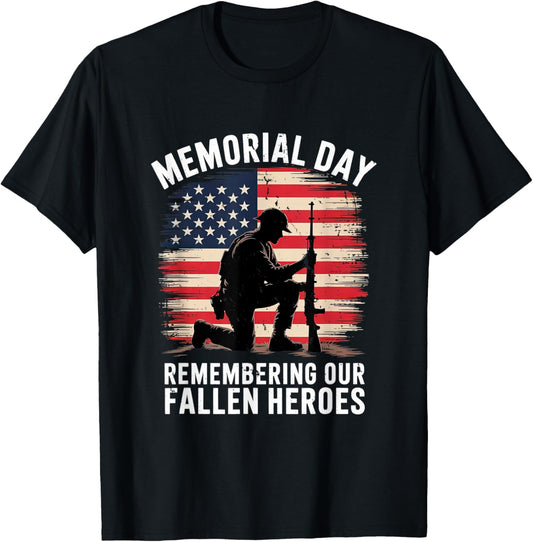 Memorial Day Honor Fallen Heroes Military Boots Dog Tags T-Shirt