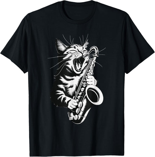 Cat Playing Saxophone T-Shirt