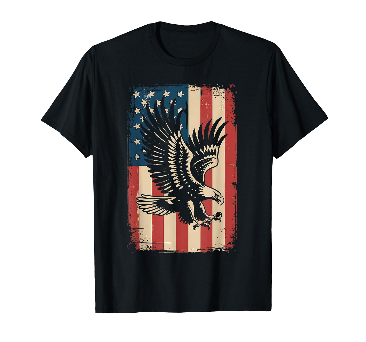 Eagle Bald 4th of July Bird Silhouette Flying Vintage USA T-Shirt