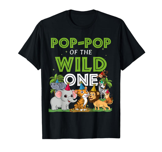 Pop Pop of the Wild One Zoo Birthday Safari Jungle Animal T-Shirt