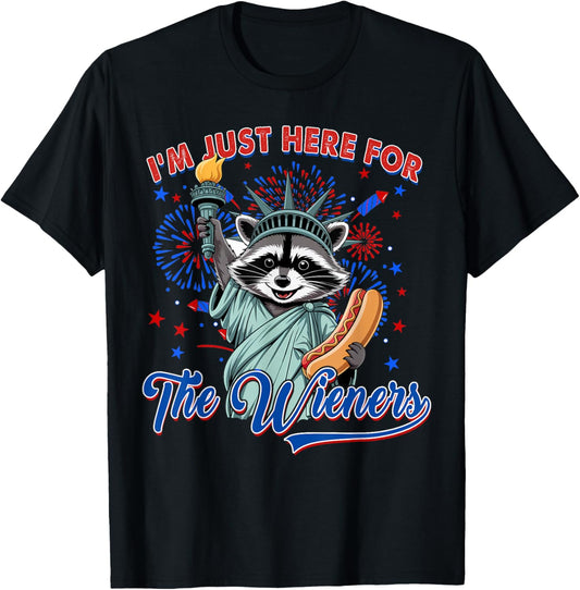 I'm Just Here For The Wieners Raccoon Hot dog 4th Of July T-Shirt