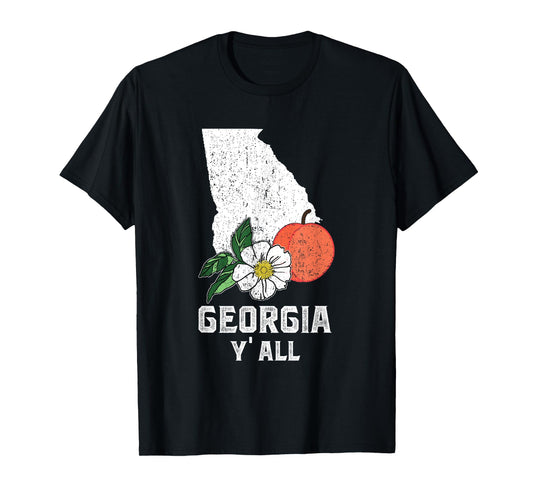 Georgia Y' All Peach State Cherokee Rose Vacation Souvenir T-Shirt