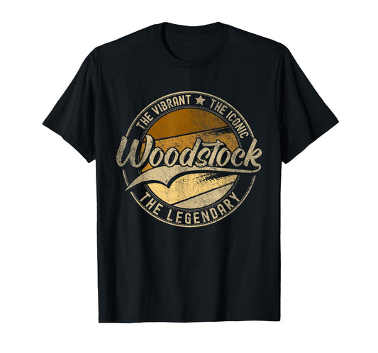 Woodstock GA | Georgia | Vintage Distressed T-Shirt, Small, Black