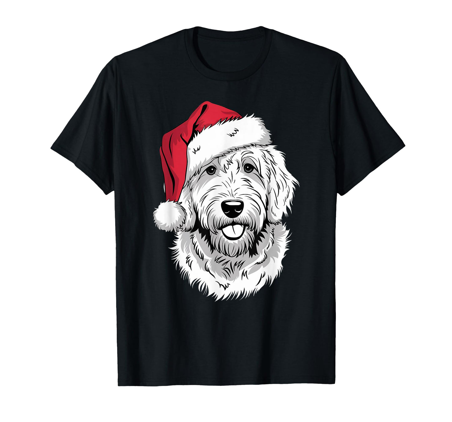 Joyful Doodle Santa Dog on Golden Doodle Christmas T-Shirt for Men Women Kids