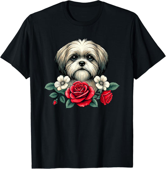 Roses Flowers Shih Tzu Shih Tzus T-Shirt