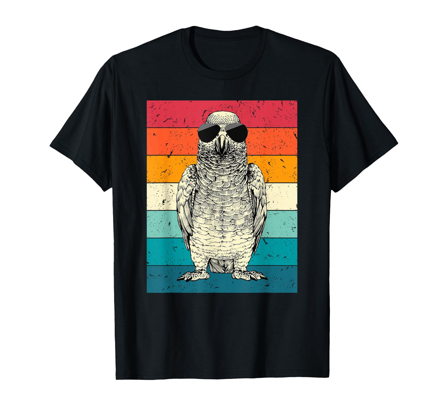 Retro Vintage African Grey Parrot with Sunglasses Bird Lover T-Shirt