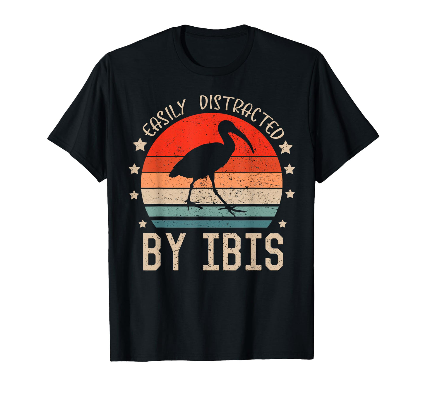 Easily Distracted By Ibis Retro Funny Birds Ibis Lover T-Shirt