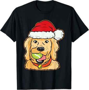 Golden Retriever Tennis Ball Christmas Pajama Dog Puppy Xmas T-Shirt for Men Women Kids