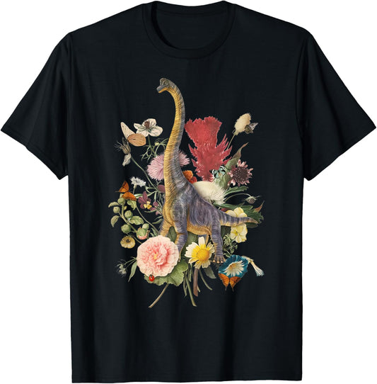 Cute Cottagecore Trex Dinosaur Flower Botanical Vintage T-Shirt