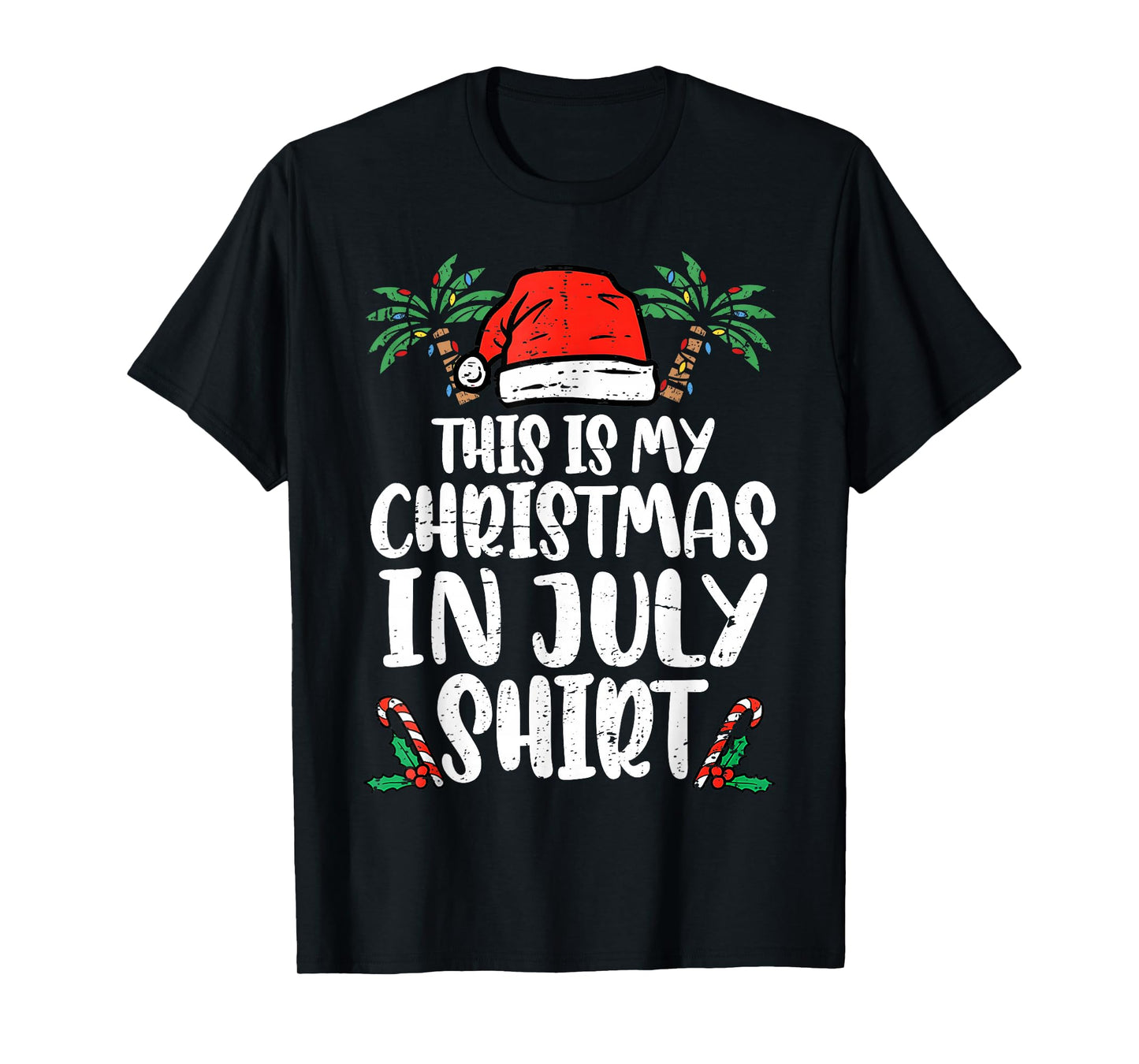 Christmas in July Shirt Santa Hat Summer Beach Vacation Xmas T-Shirt