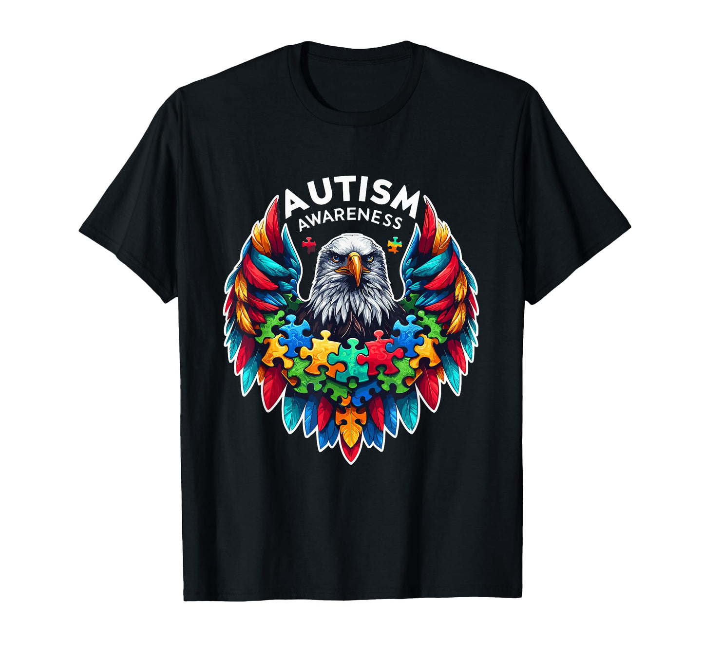Autism Awareness puzzle pieces eagle T-Shirt