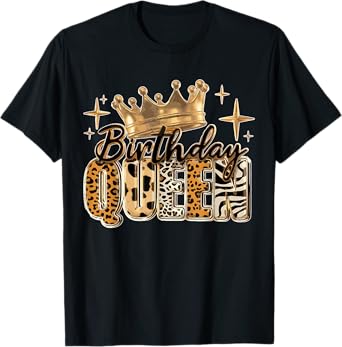 Birthday Queen Golden Crown American Afro Girls Women party T-Shirt