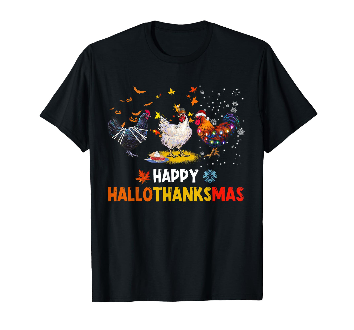 Chicken Halloween Happy Hallothanksmas Autumn Thanksgiving T-Shirt