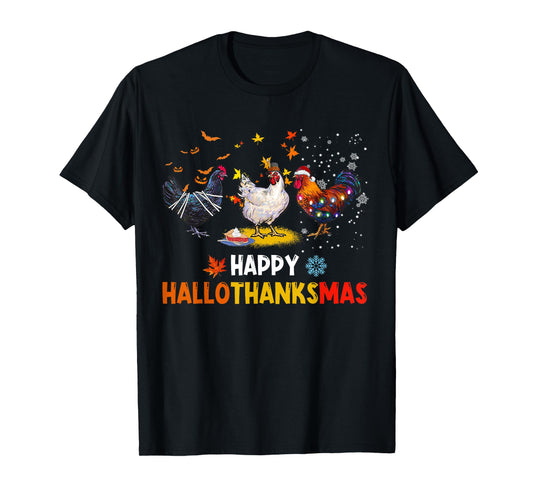 Chicken Halloween Happy Hallothanksmas Autumn Thanksgiving T-Shirt