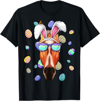 Horse Easter Bunny Ears Funny Easter Eggs Hunting T-Shirt