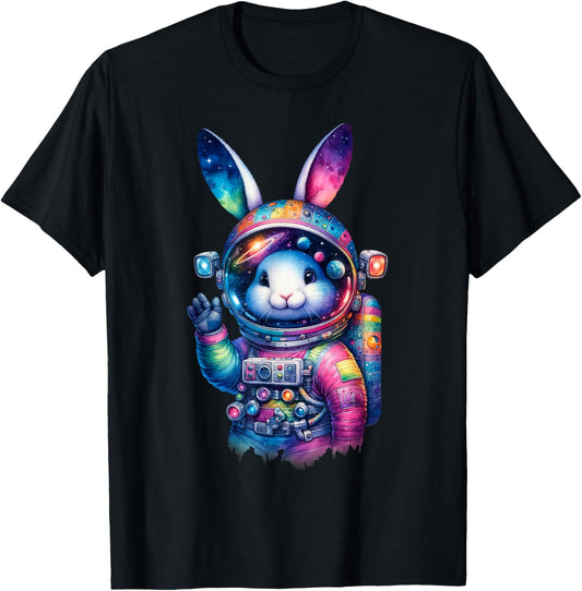 Astronaut Bunny Easter Day Rabbit USA Funny Outer Space T-Shirt