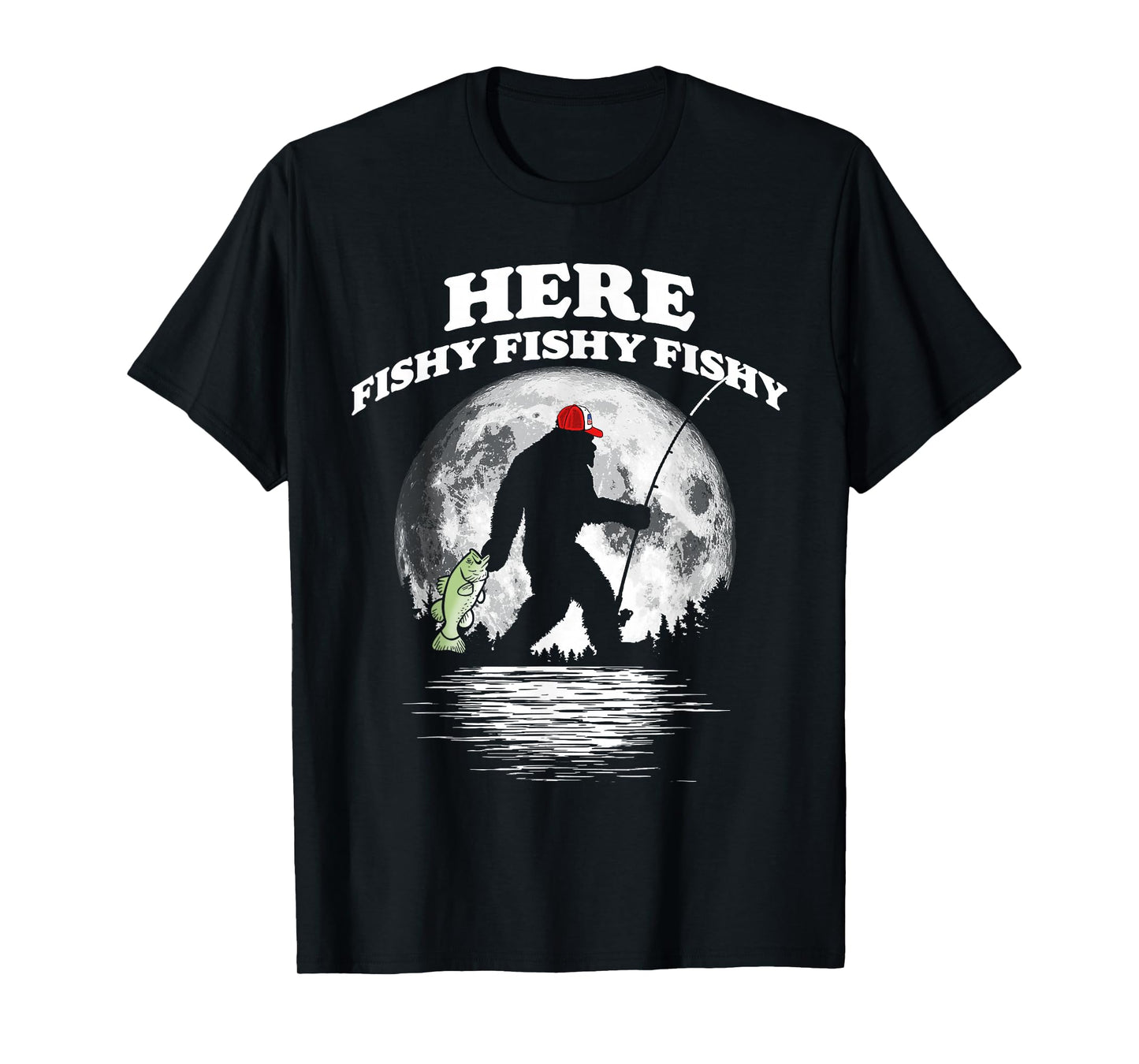 Bigfoot Bass Night Fishing! Fishy Bassquatch Sasquatch T-Shirt