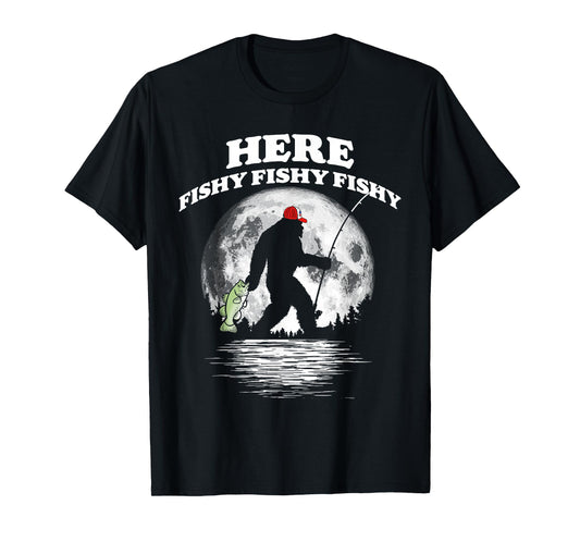 Bigfoot Bass Night Fishing! Fishy Bassquatch Sasquatch T-Shirt