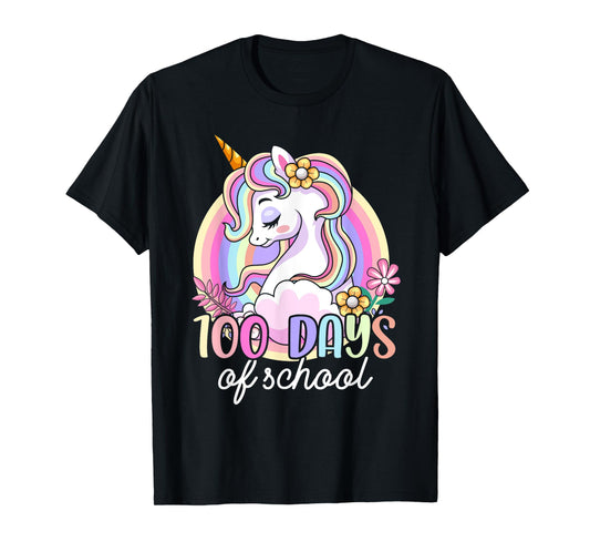 100 Days of School Unicorn Girls Teacher 100th Day of School T-Shirt