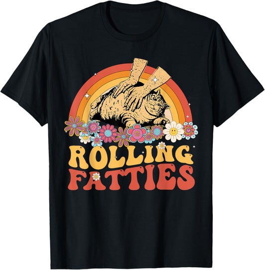 Funny Fat Kitten Cat Rolling Fatties Cute Kitty Owner Women T-Shirt