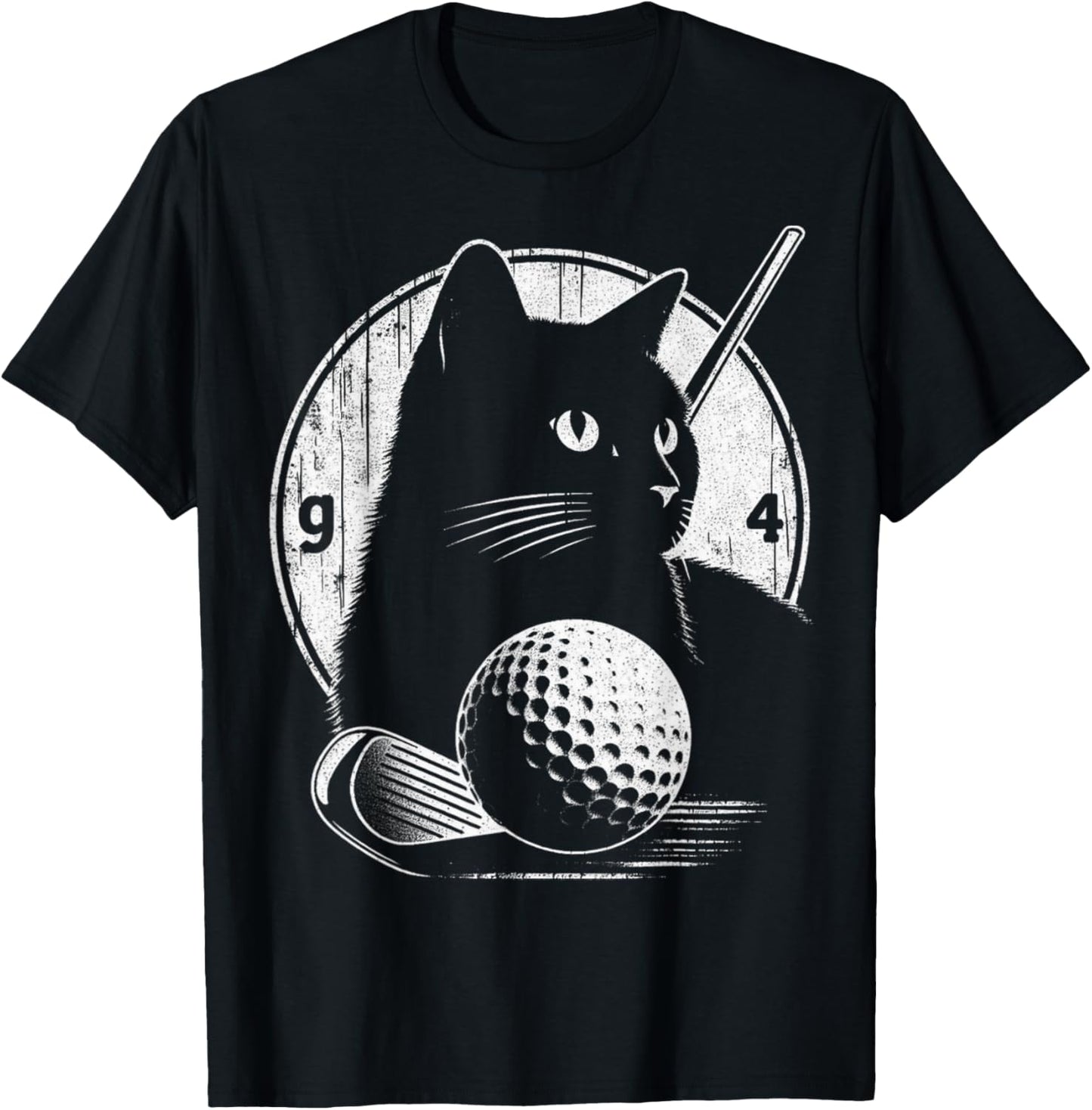 Vintage Black Cat Golf graphic Tee Funny Golfer Cat dad T-Shirt