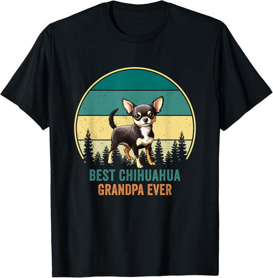 Best Chihuahua Grandpa Ever Retro Vintage Dog Father T-Shirt