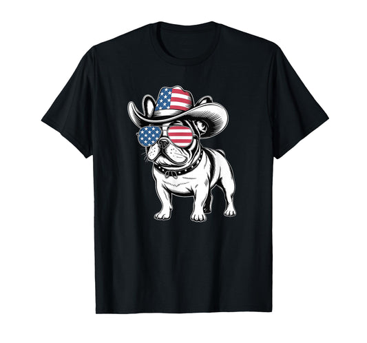 French Bulldog American Flag 4th of July Frenchie T-Shirt