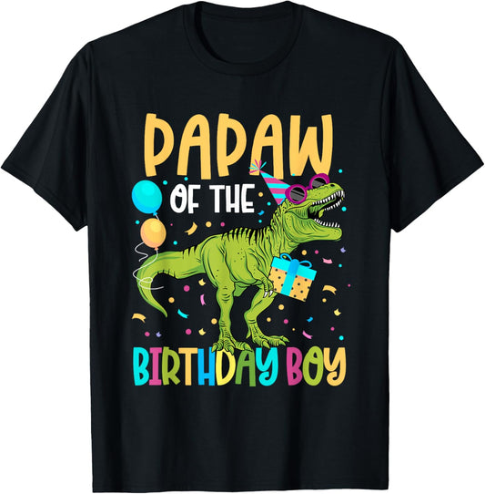 Papaw Of The Birthday Boy Family Matching Dinosaur Squad T-Shirt