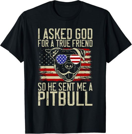 I asked God for a true Friend so he sent me a Pitbull T-Shirt