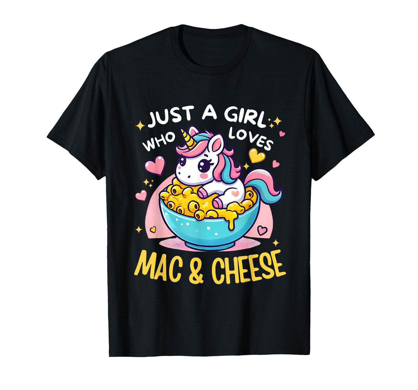 Just a Girl Who Loves Mac and Cheese Cute Unicorn Pasta T-Shirt