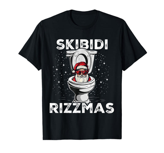 Skibidi Rizzmas Funny Toilet Santa White Elephant Christmas T-Shirt
