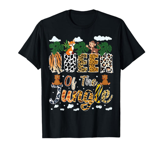 Queen Of The Jungle Birthday Zoo Safari Jungle Animal Family T-Shirt