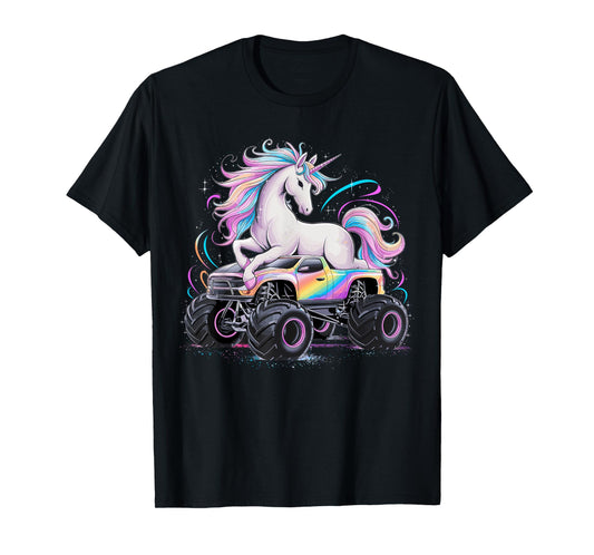 Monster Truck Unicorn Birthday Party Girls Monster Truck T-Shirt