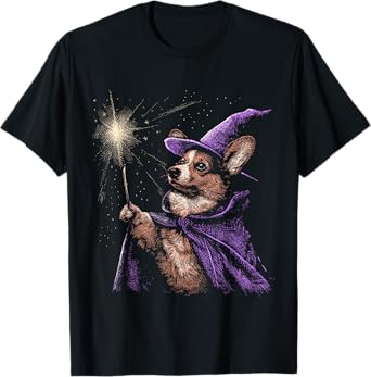 Wizard Corgi Shirt Magic Fantasy Dog Corgi Lover Magician Men Women Kids T-Shirt