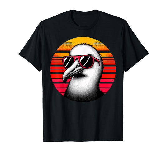Albatross Bird Sunglasses Sunset Retro Style Vintage 70s T-Shirt
