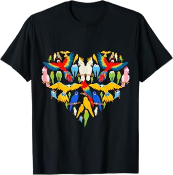 Parrot Animal Heart Shape Cute Parrot Poses Heart Parrots T-Shirt