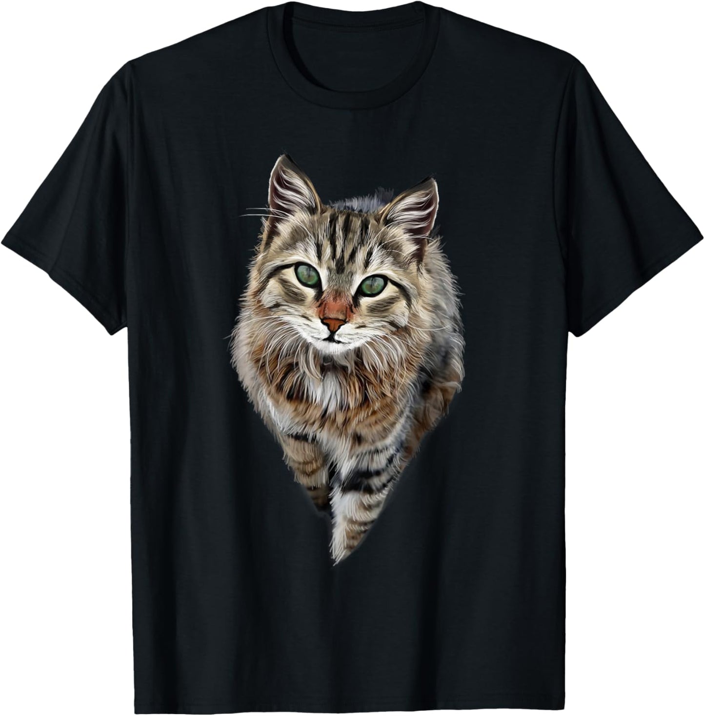 Brown Cat Green Eyes T-Shirt Cats Tee Shirt Gifts T-Shirt