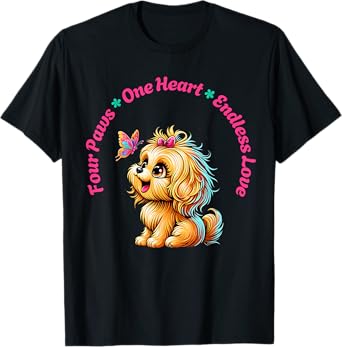 Cute Puppy with Butterfly - Dog Lover T-Shirt