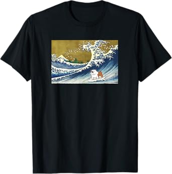 Funny Kids Cartoon Surfing a Great Wave English Bulldog T-Shirt