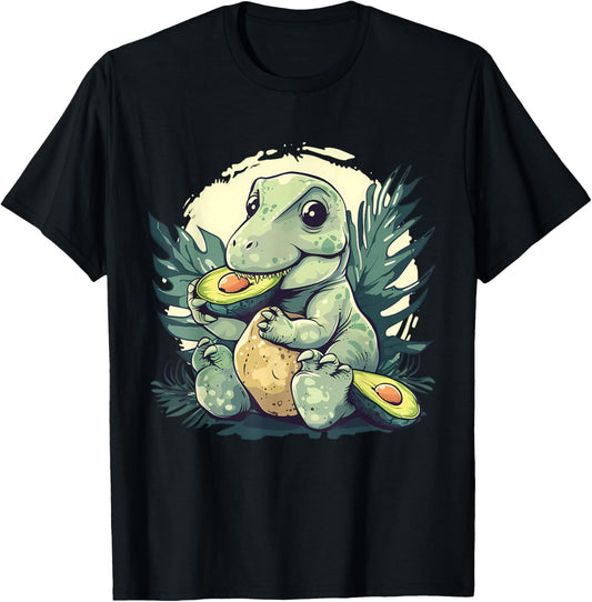 Avocado Dino T-Rex Print Artwork Nature Motif Dinosaur Lover T-Shirt