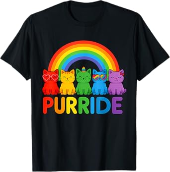 Purride Lgbtq Cats Rainbow Gay Pride T-Shirt