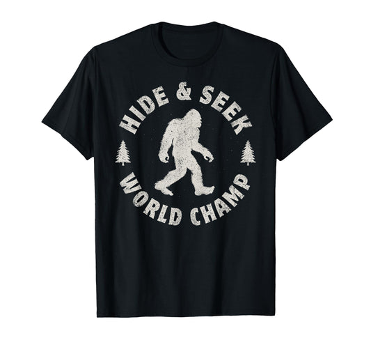 Bigfoot Hide And Seek World Champion Sasquatch Retro Vintage T-Shirt