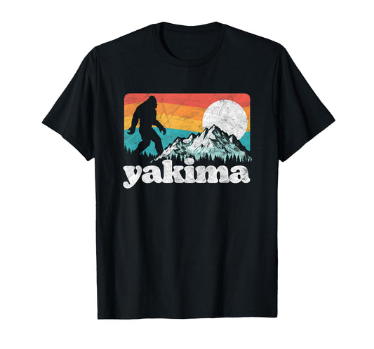 Yakima Washington Bigfoot Mountains Retro Distressed 80s T-Shirt