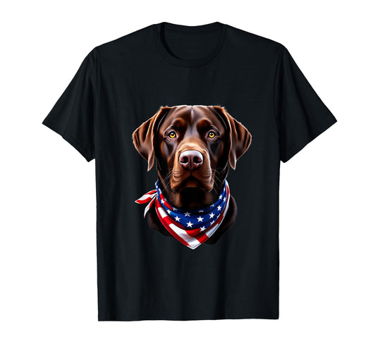 Chocolate Lab American Flag 4th Of July Chocolate Labrador T-Shirt