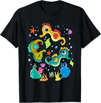 Cute Colorful Sea Horses Sea Life Ocean Seahorse T-Shirt