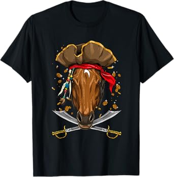 Pirate Horse Jolly Roger Halloween Equestrian Horse Lover T-Shirt