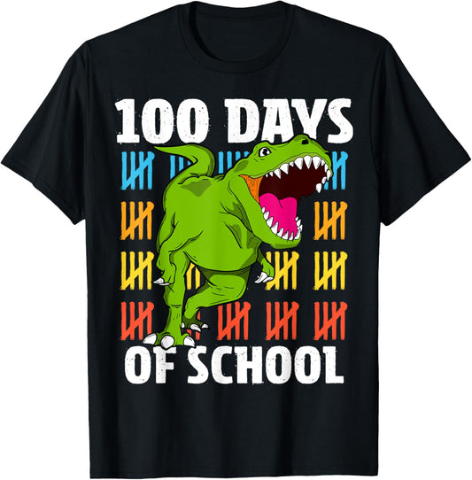 100 Days of School 100th Day Teacher Boys Kids Dinosaur Dino T-Shirt