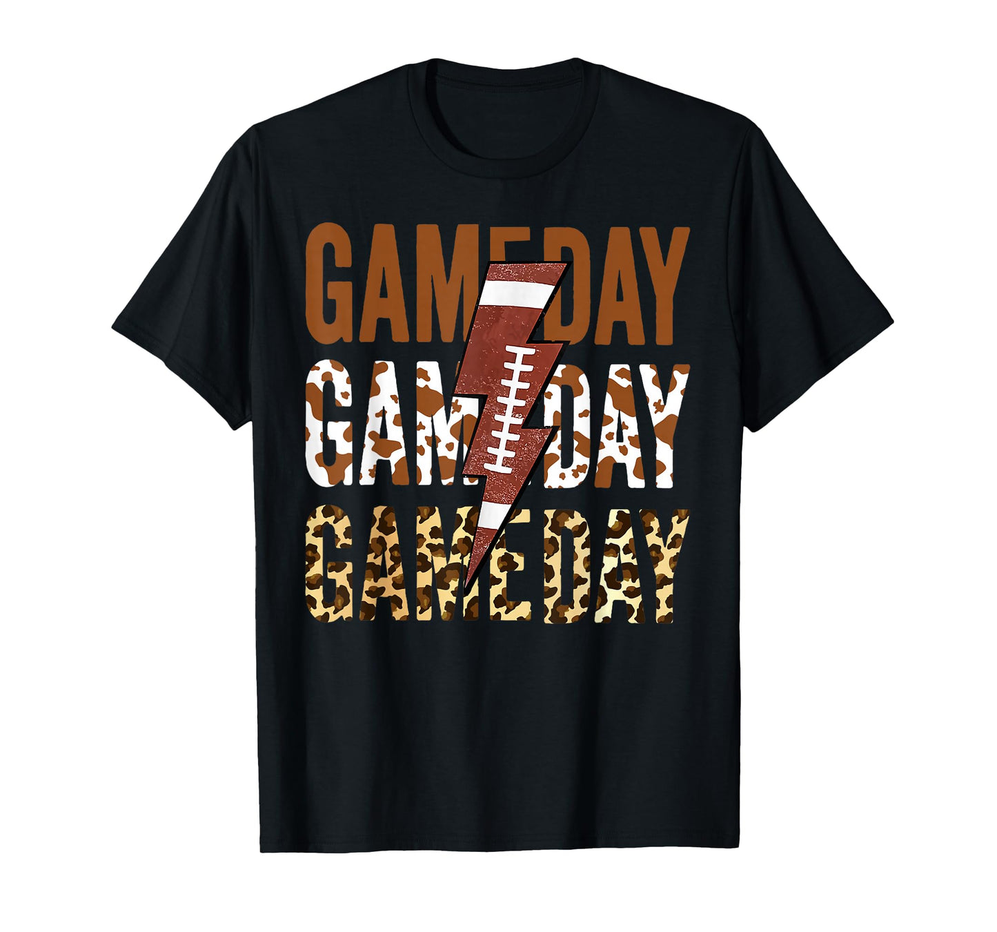 Vintage Game Day Football Leopard Men Women Kids T-Shirt