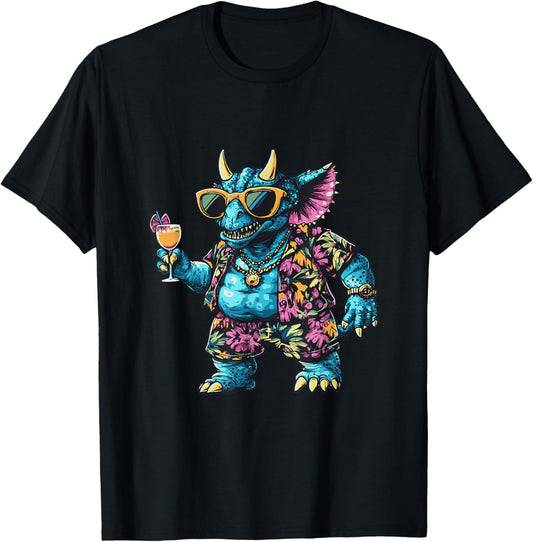 Cool Dinosaur Triceratops Summer Vacation T-Shirt
